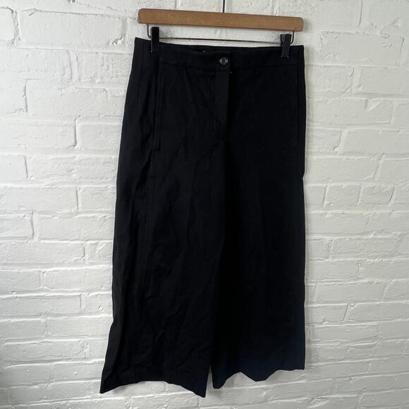 Ann Taylor Women's Wide Leg Casual Cropped Pant Mid Rise Solid Black Size 2 - Picture 1 of 5